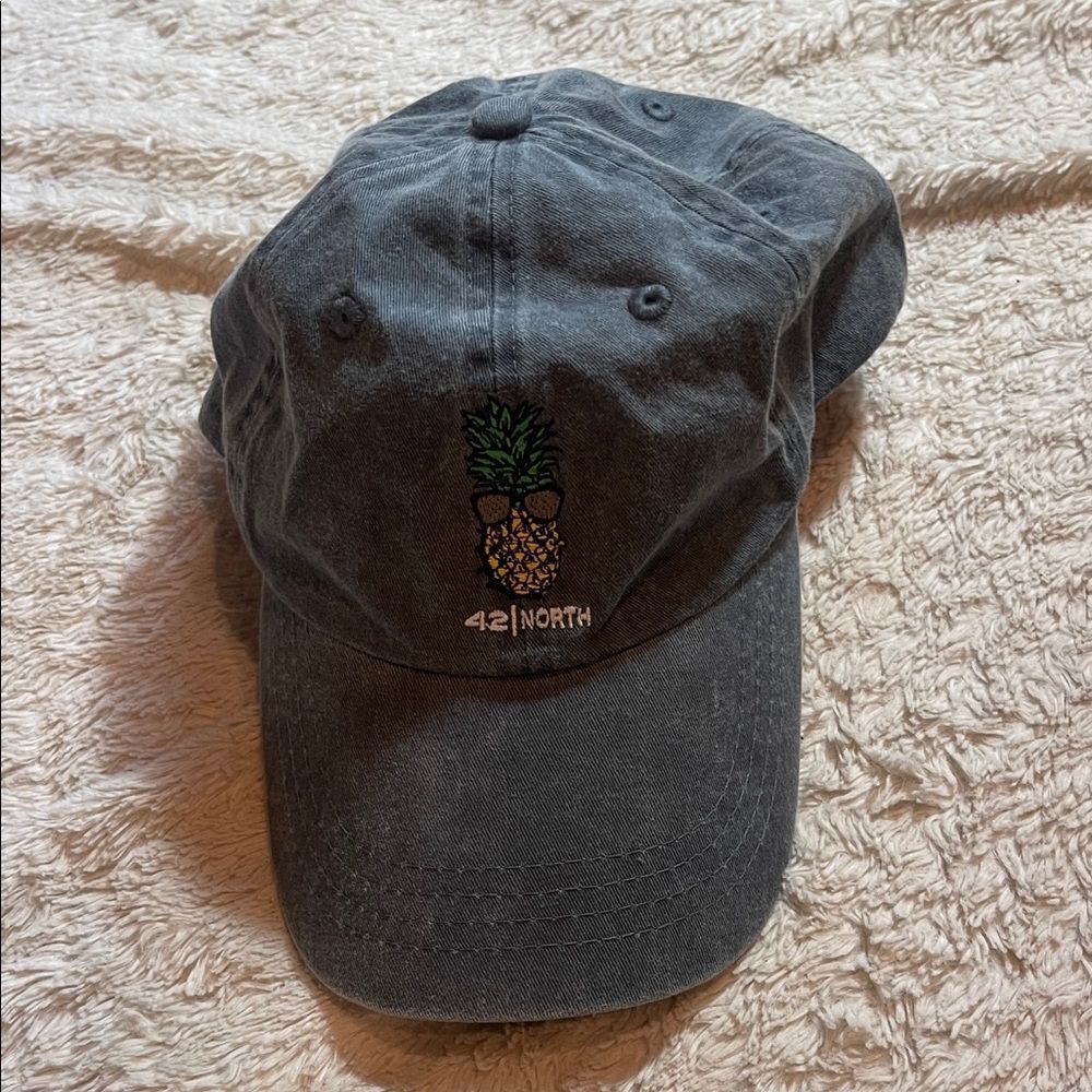 42|North Embroidered Pineapple Baseball Cap - Charcoal
